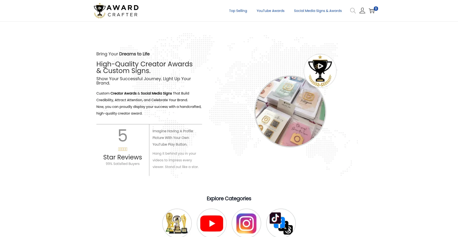 Website screenshot of Awardcrafter.com
