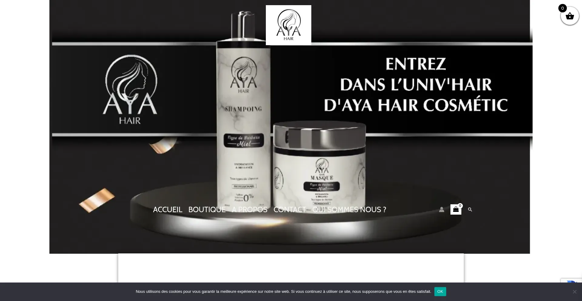 Website screenshot of Ayahaircosmetic.com