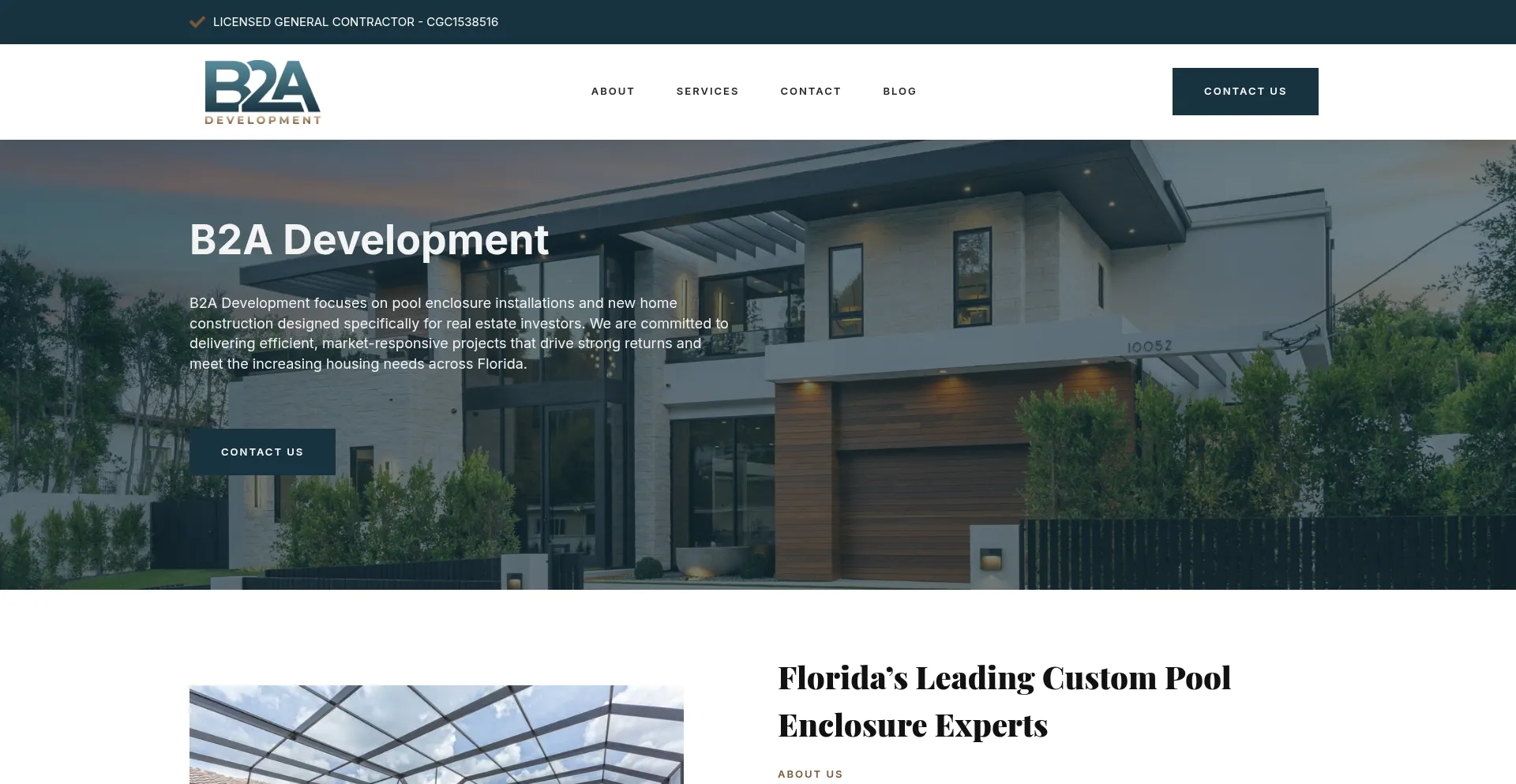 Website screenshot of B2adevelopment.com