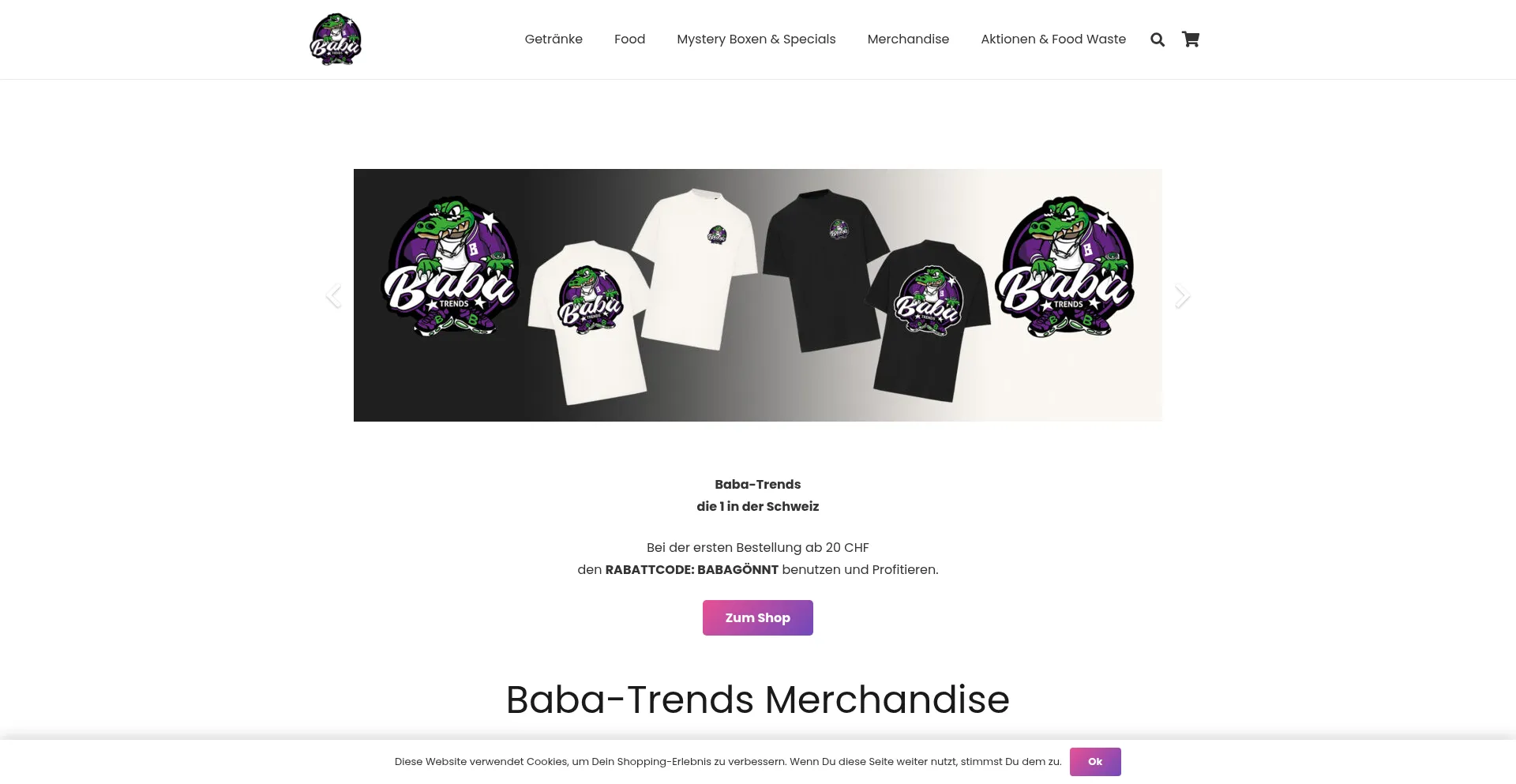 Website screenshot of Baba-trends.ch