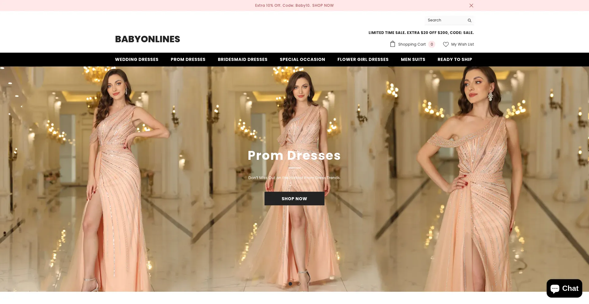 Website screenshot of Babyonlines.com