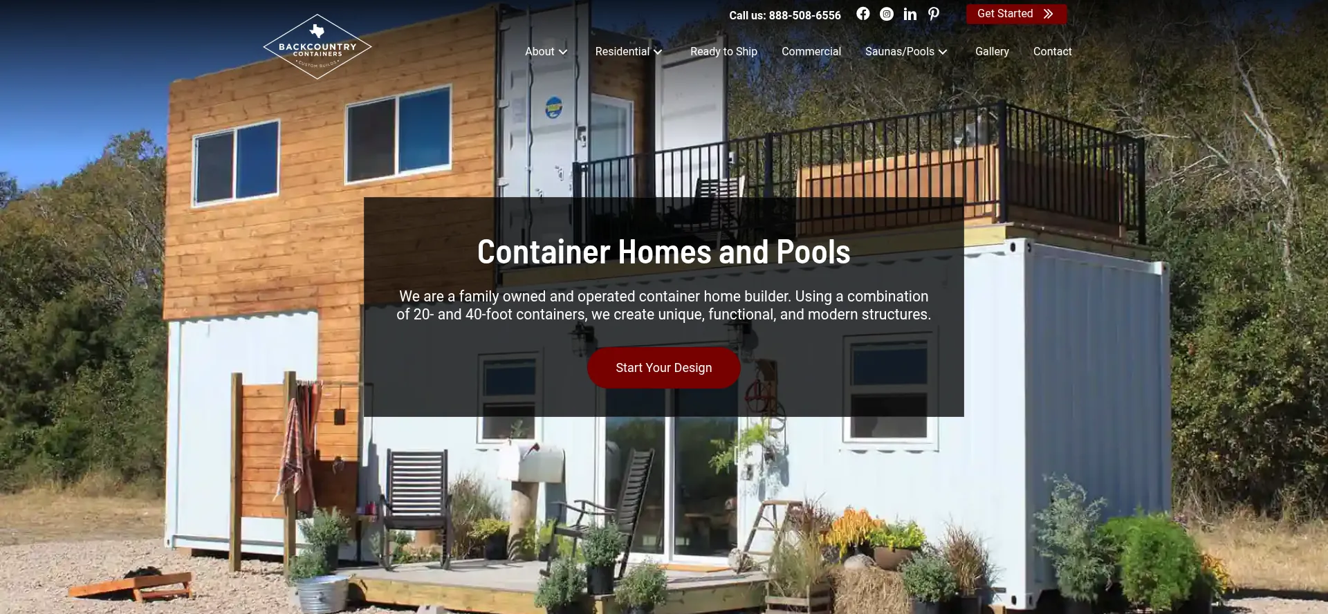 Website screenshot of Backcountrycontainers.com