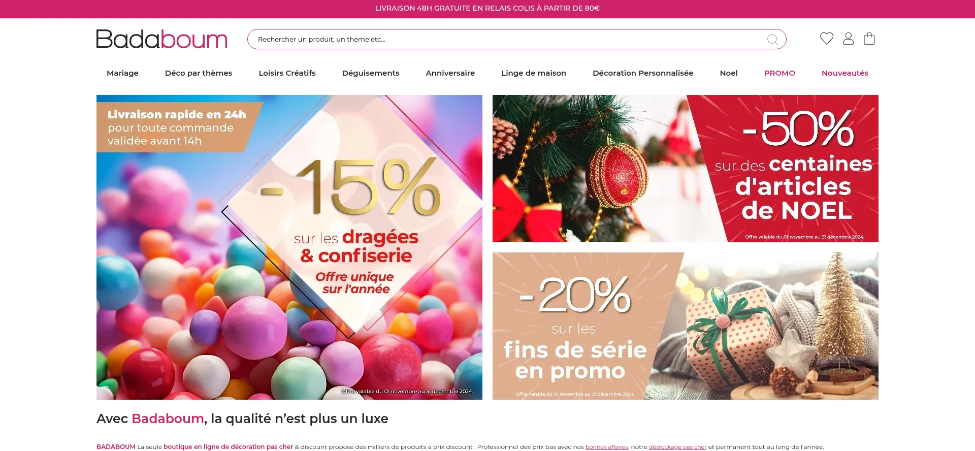 Website screenshot of Badaboum.fr