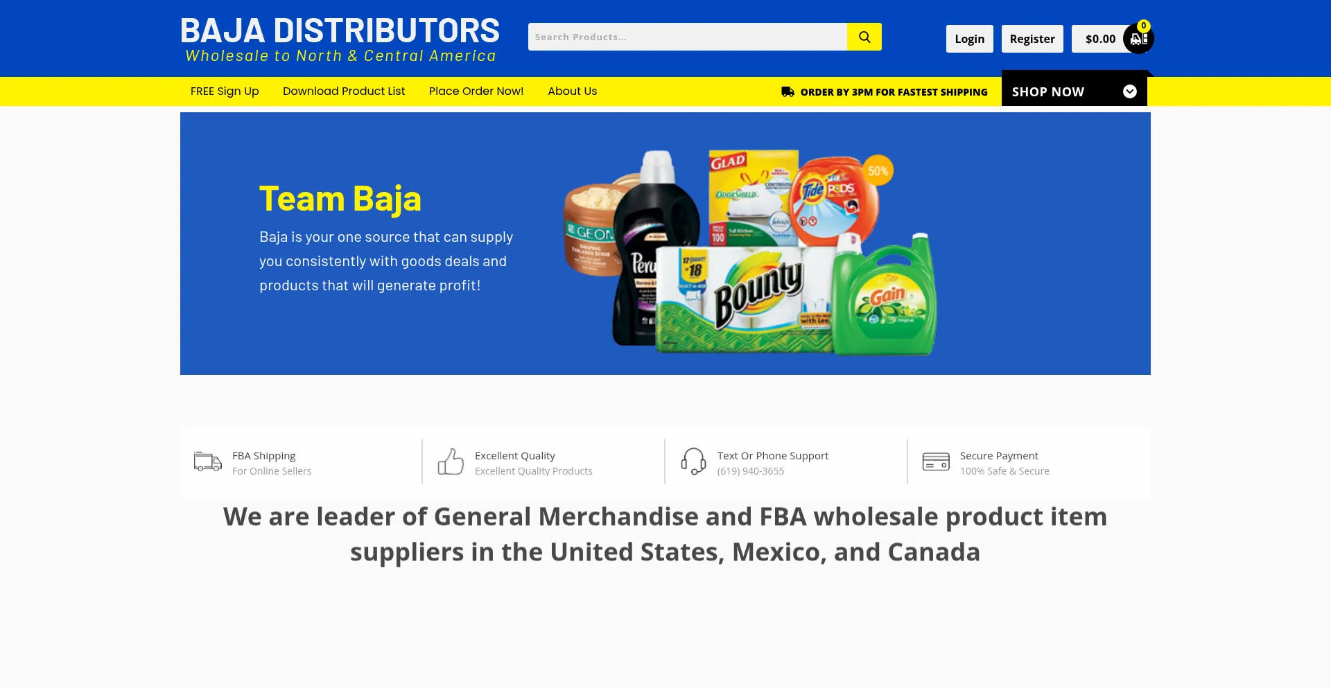 Website screenshot of Bajadist.com