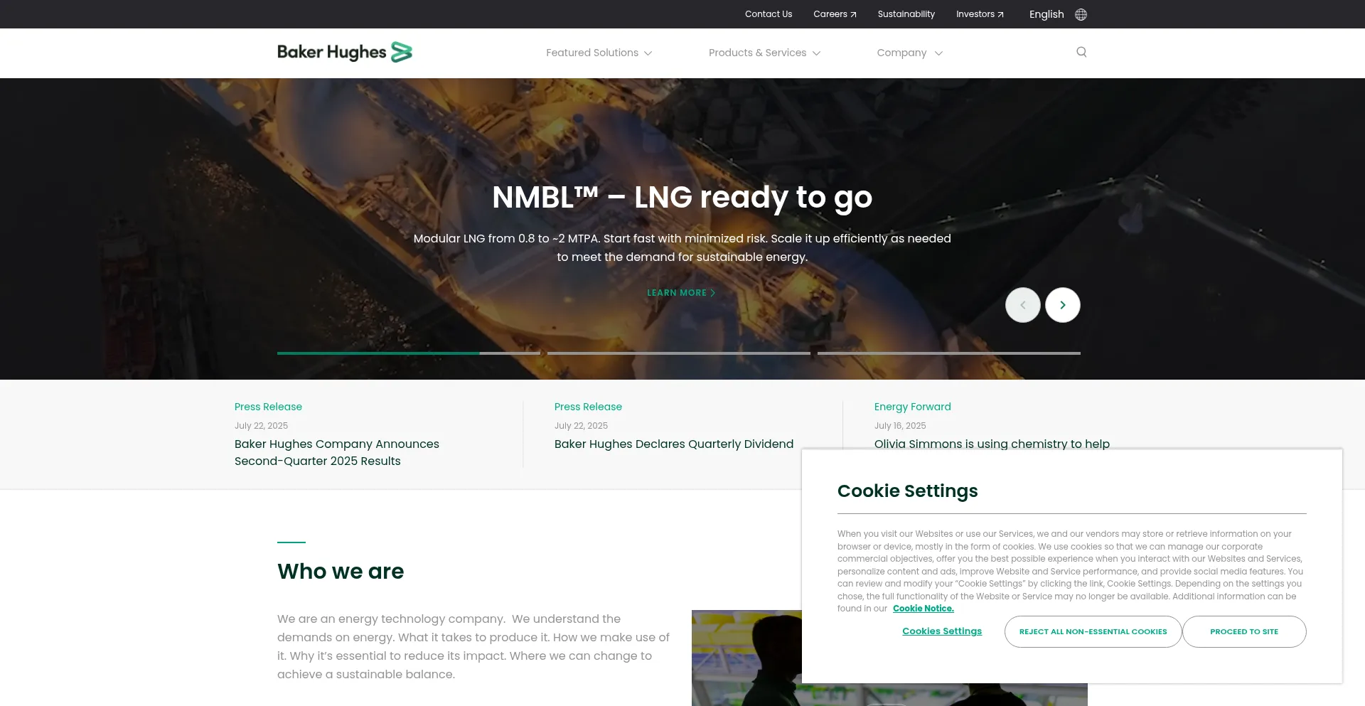 Website screenshot of Bakerhughes.com