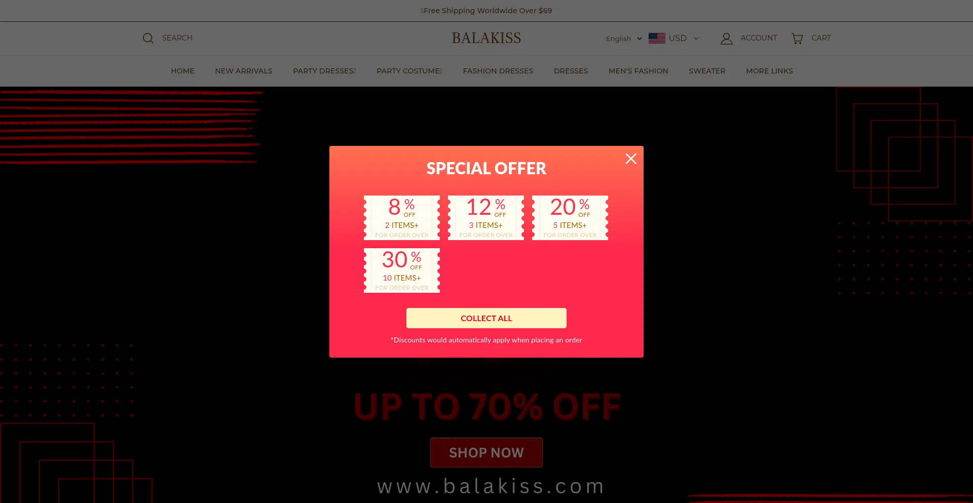 Website screenshot of Balakiss.com