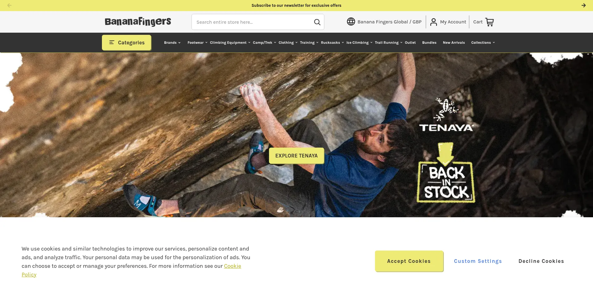 Website screenshot of Bananafingers.com
