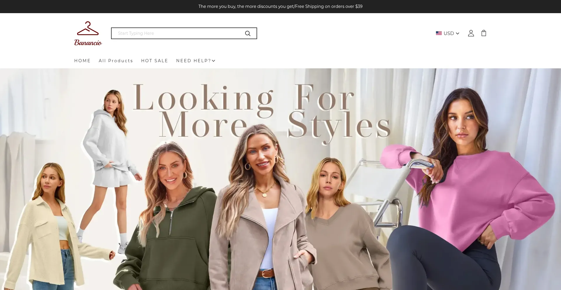 Website screenshot of Banancio.com