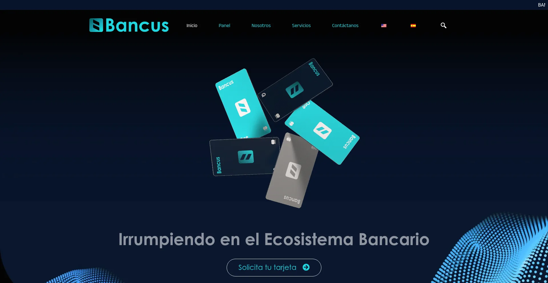 Website screenshot of Bancus.io