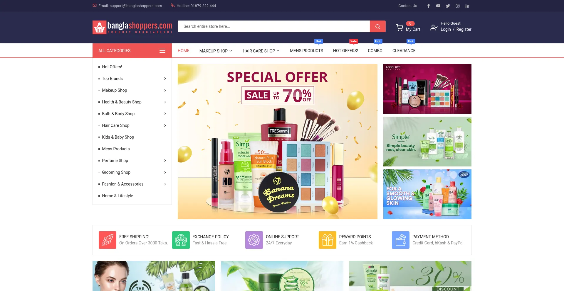 Website screenshot of Banglashoppers.com