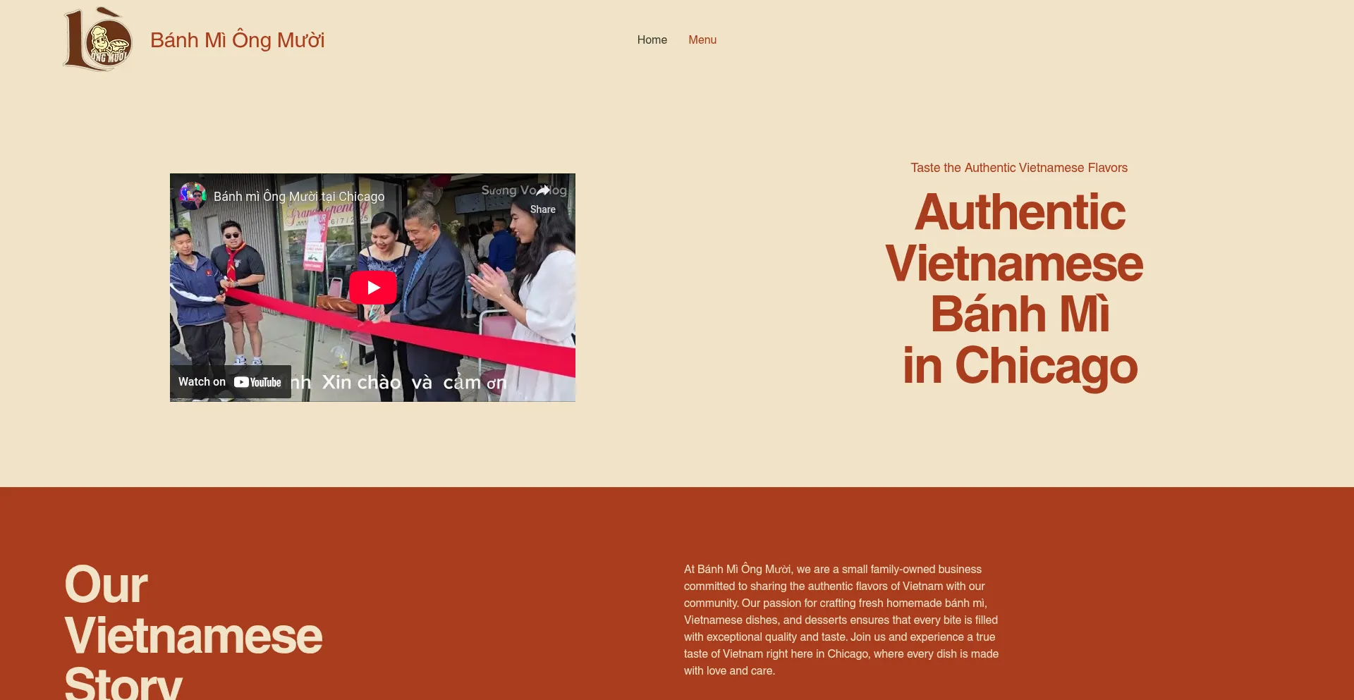 Website screenshot of Banhmiongmuoi.com