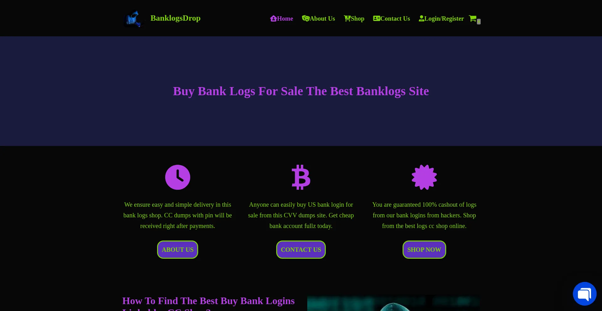 Website screenshot of Banklogsdrop.com