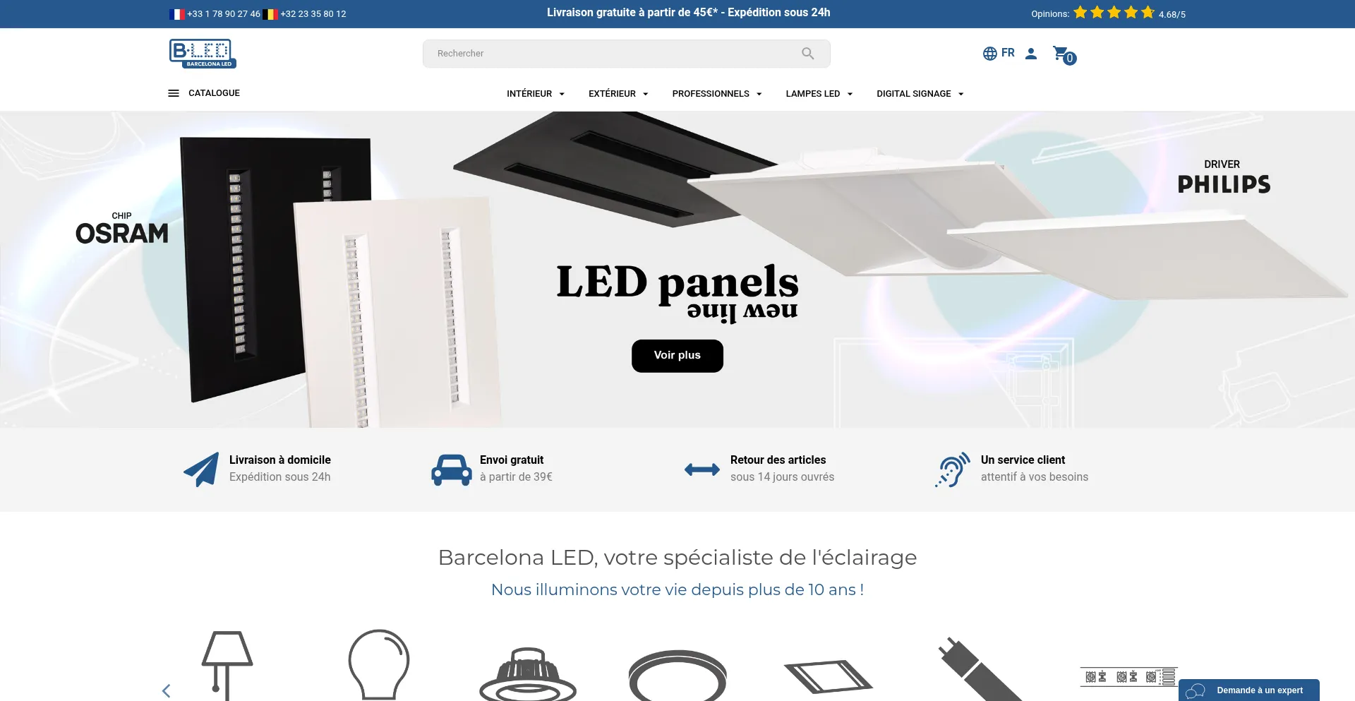 Website screenshot of Barcelonaled.fr