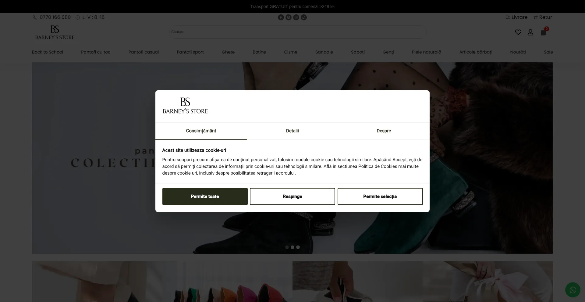 Website screenshot of Barneystore.ro