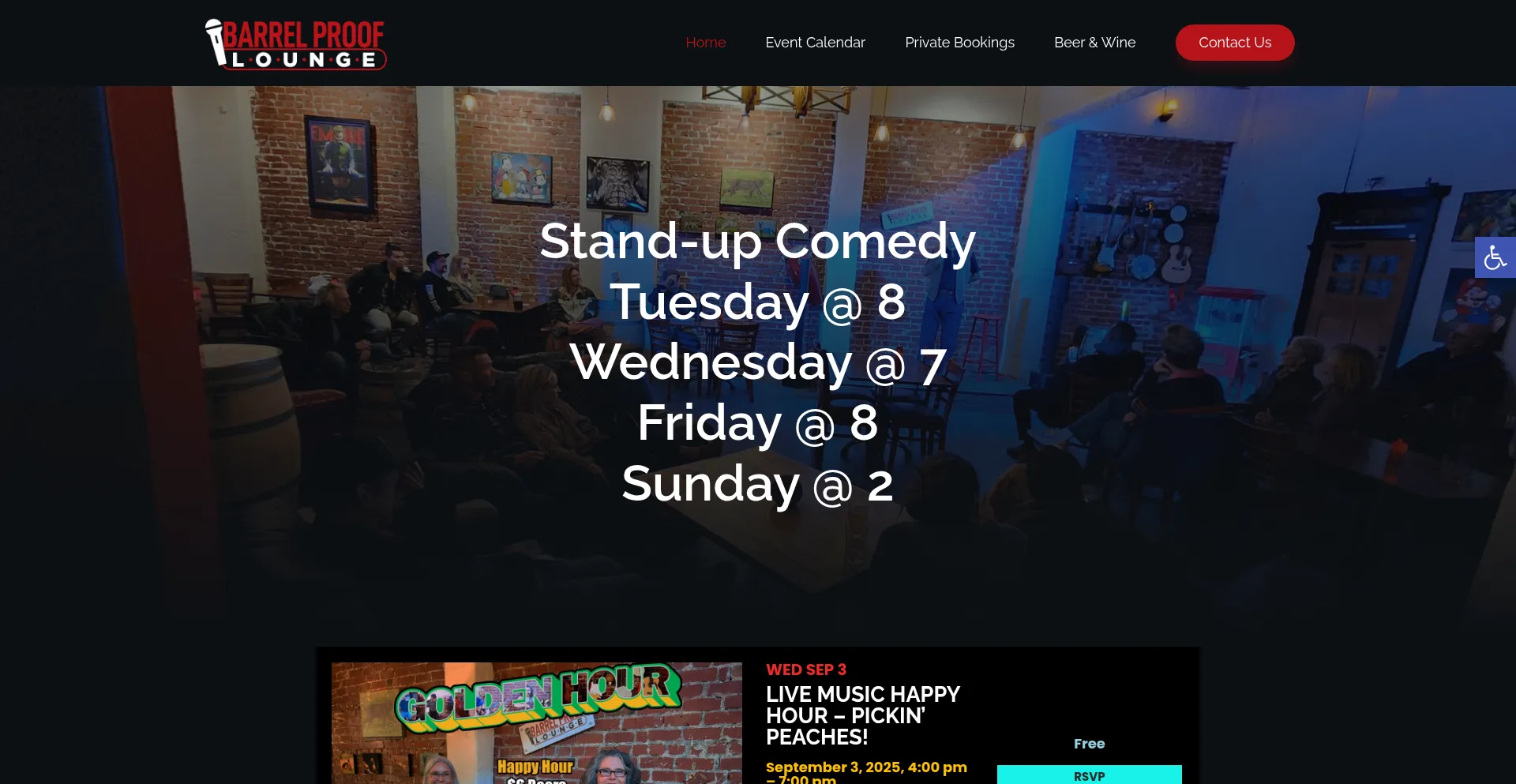 Website screenshot of Barrelprooflounge.com