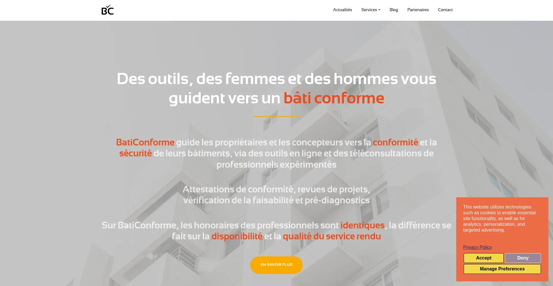 Website screenshot of Baticonforme.fr