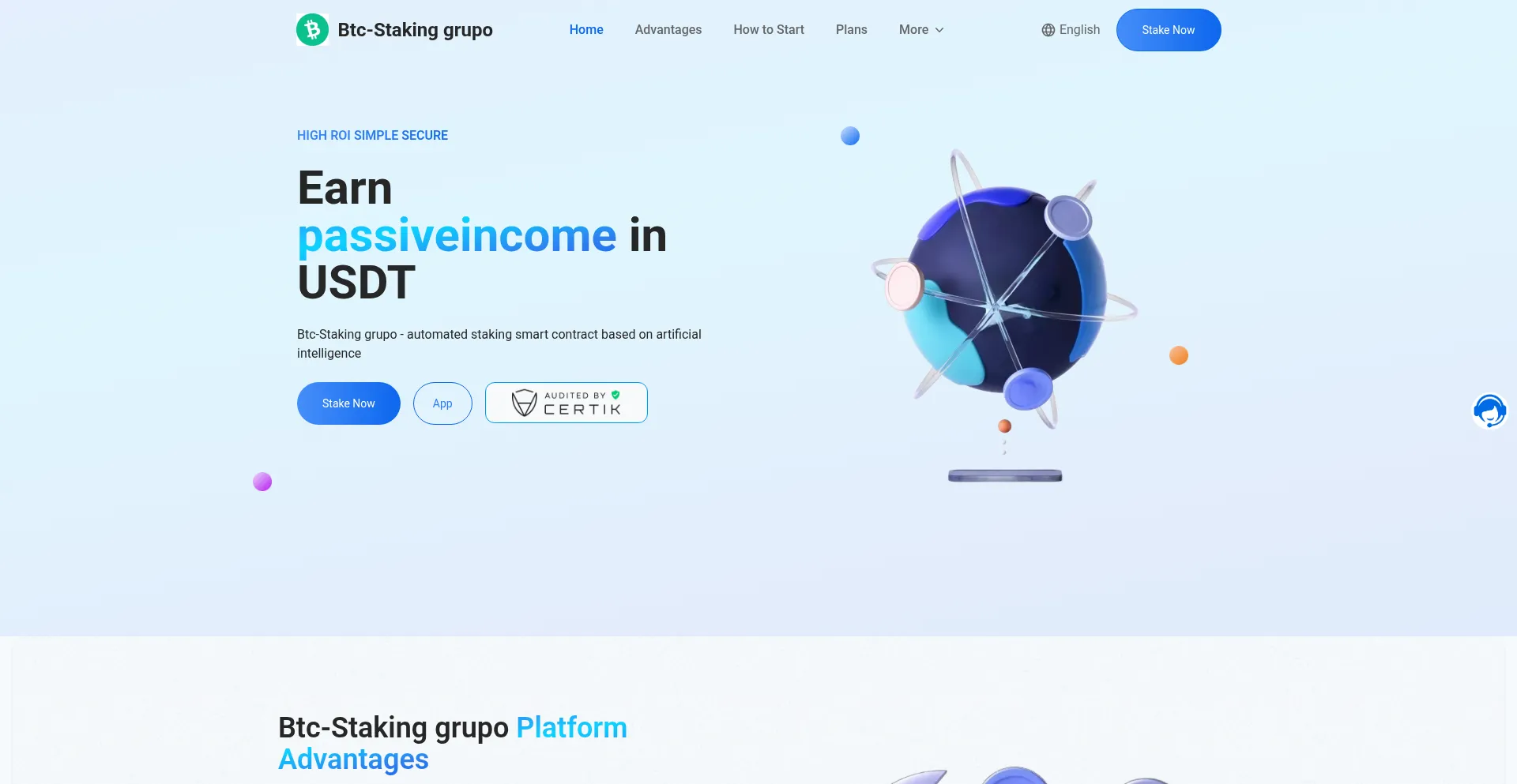 Website screenshot of Bch-staking.com