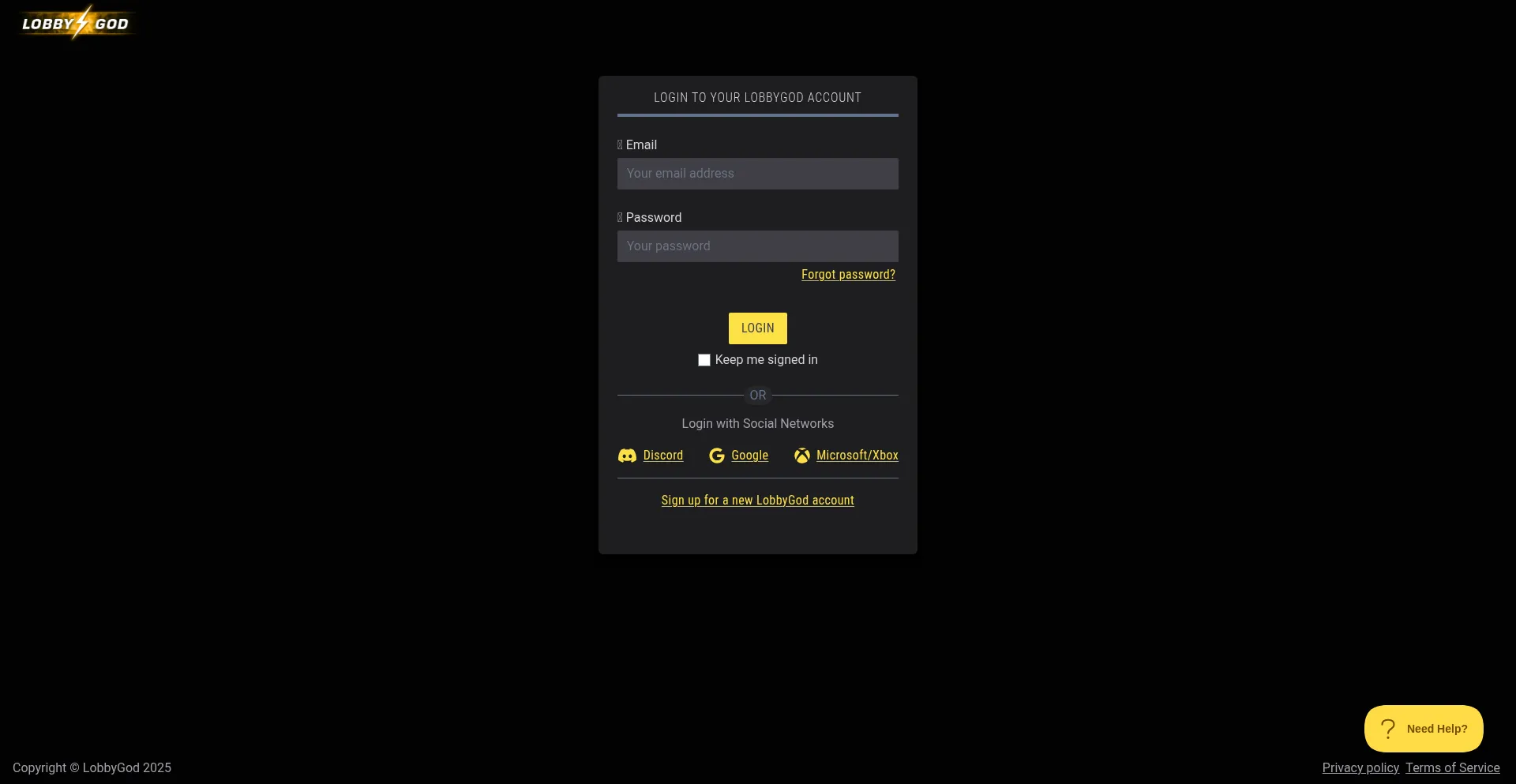 Website screenshot of Be.lobbygod.com