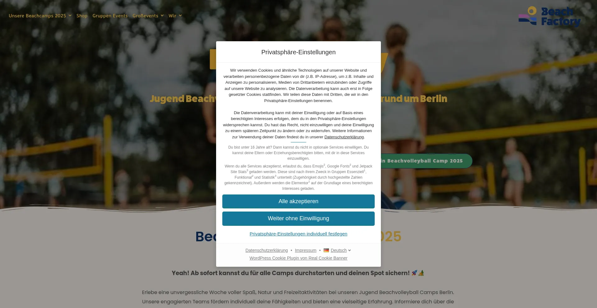 Website screenshot of Beachfactory.net