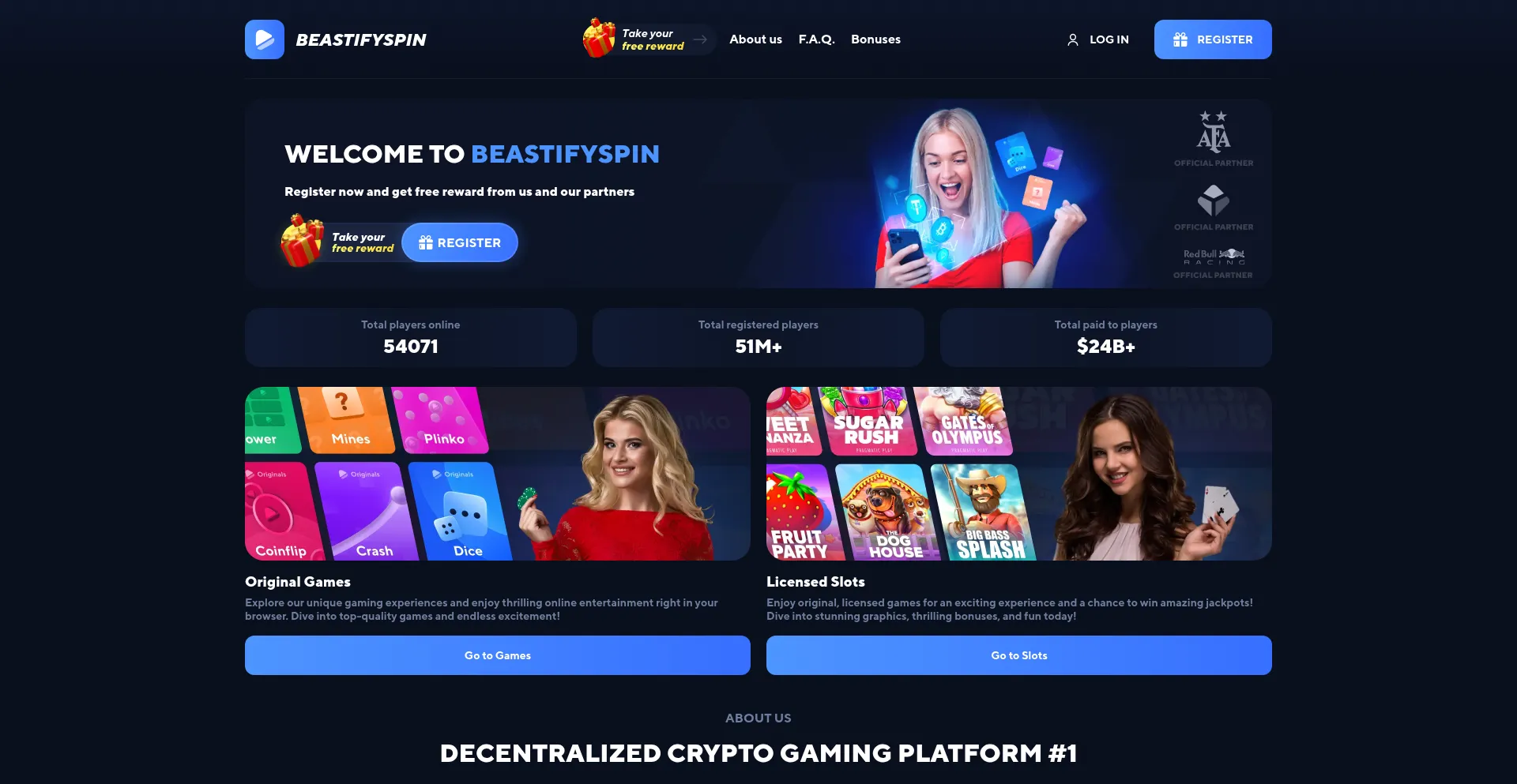 Website screenshot of Beastifyspin.com
