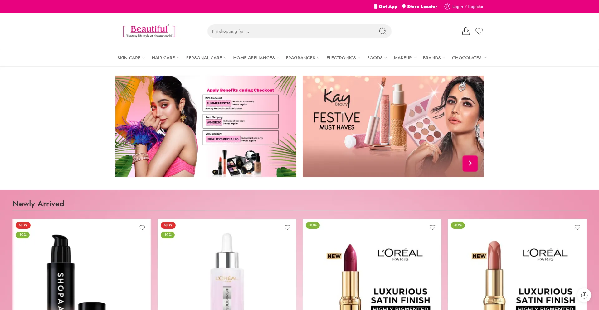 Website screenshot of Beautifulstore.in