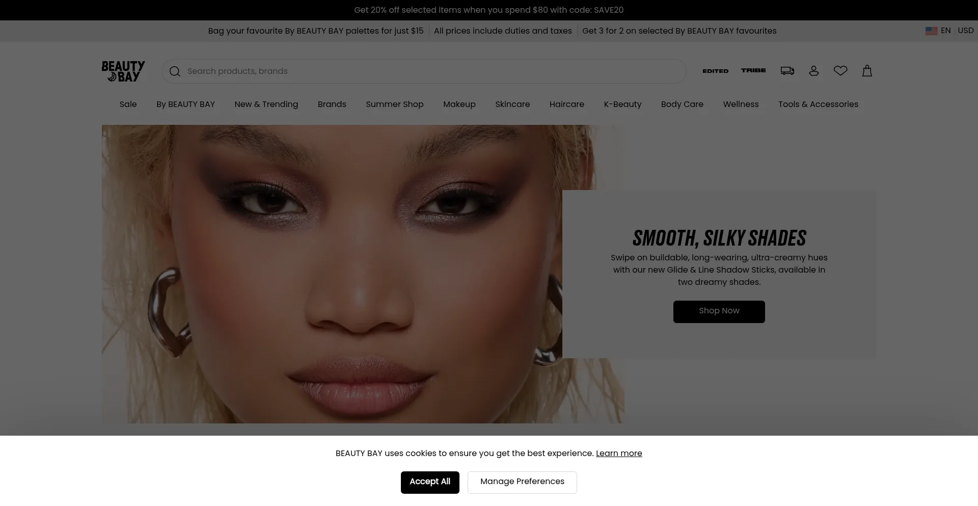 Website screenshot of Beautybay.com