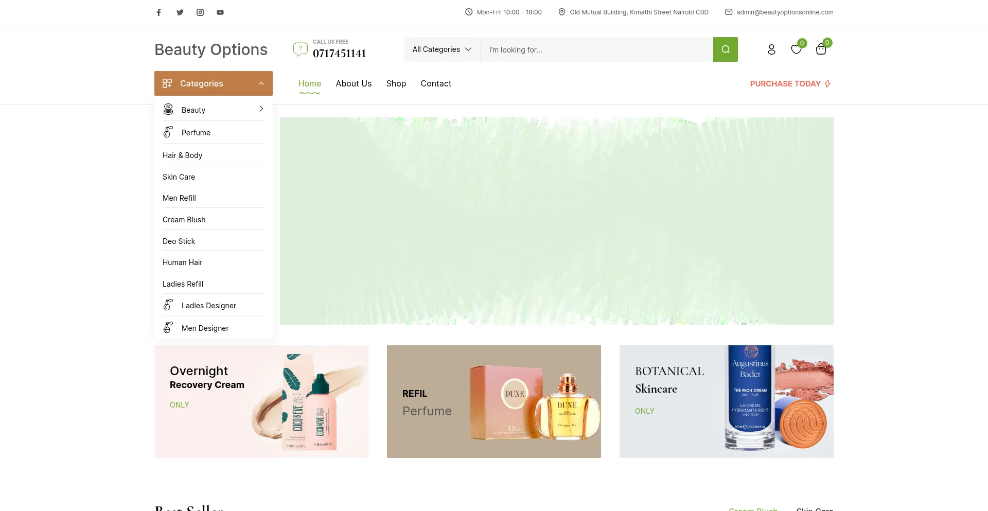 Website screenshot of Beautyoptionsonline.com