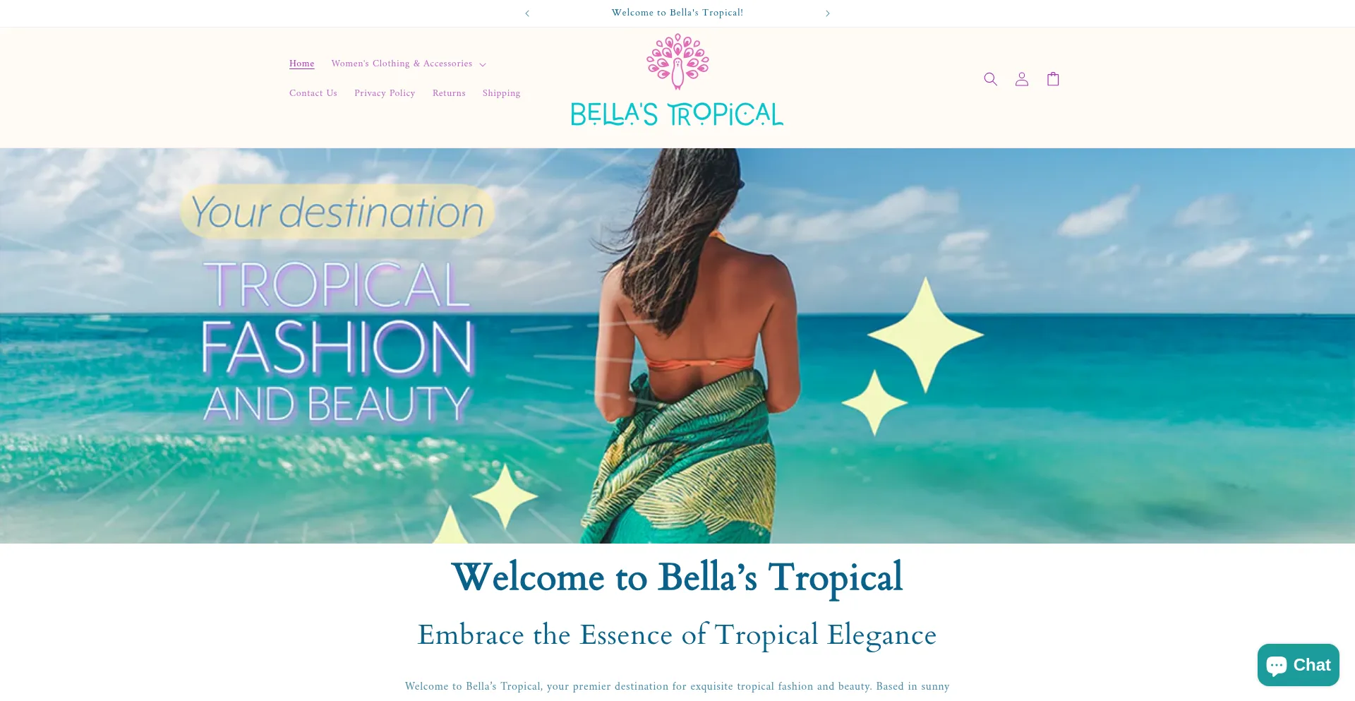 Website screenshot of Bellastropical.com