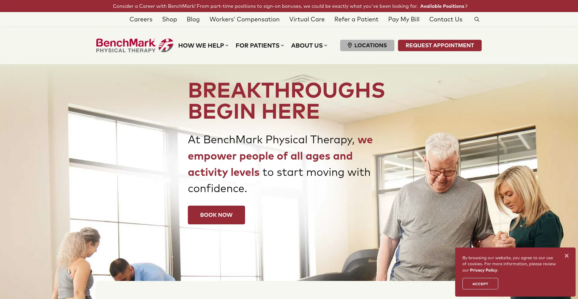 Website screenshot of Benchmarkpt.com