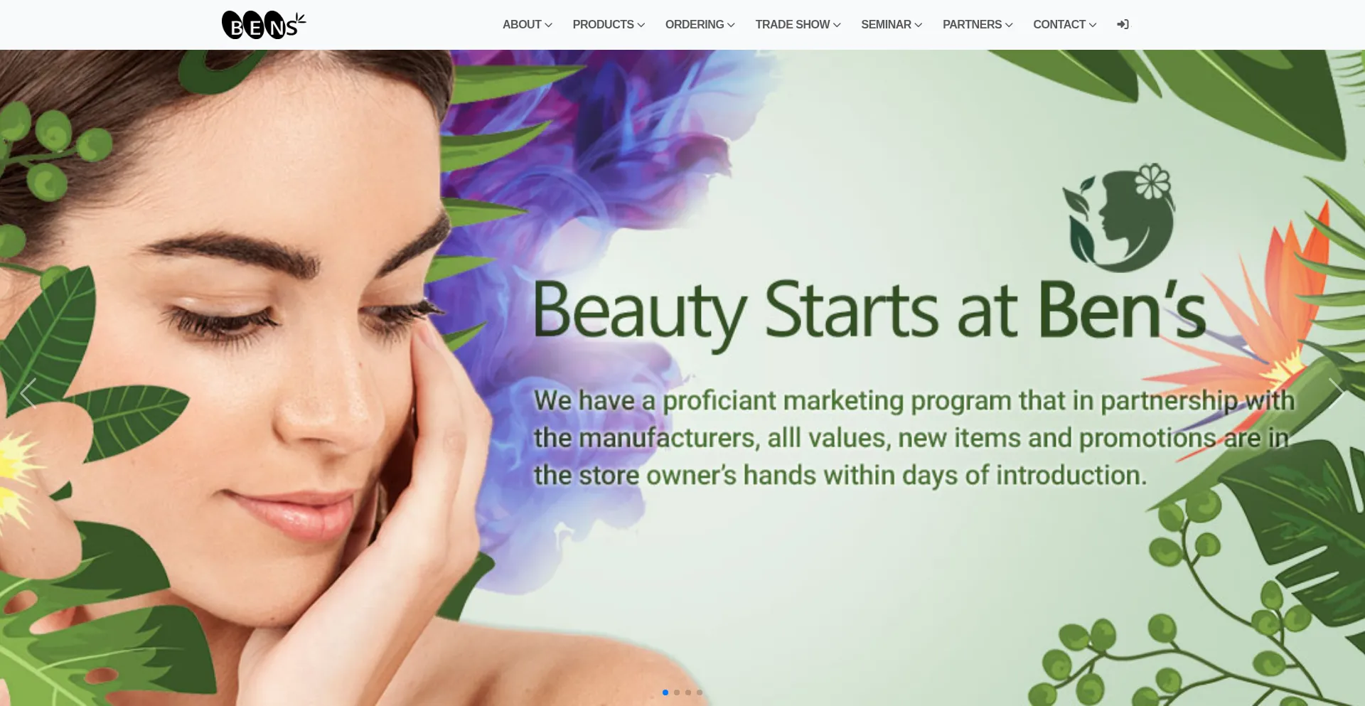 Website screenshot of Bensbeauty.com