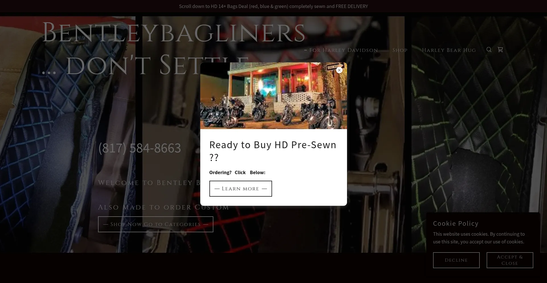 Website screenshot of Bentleybagliners.com