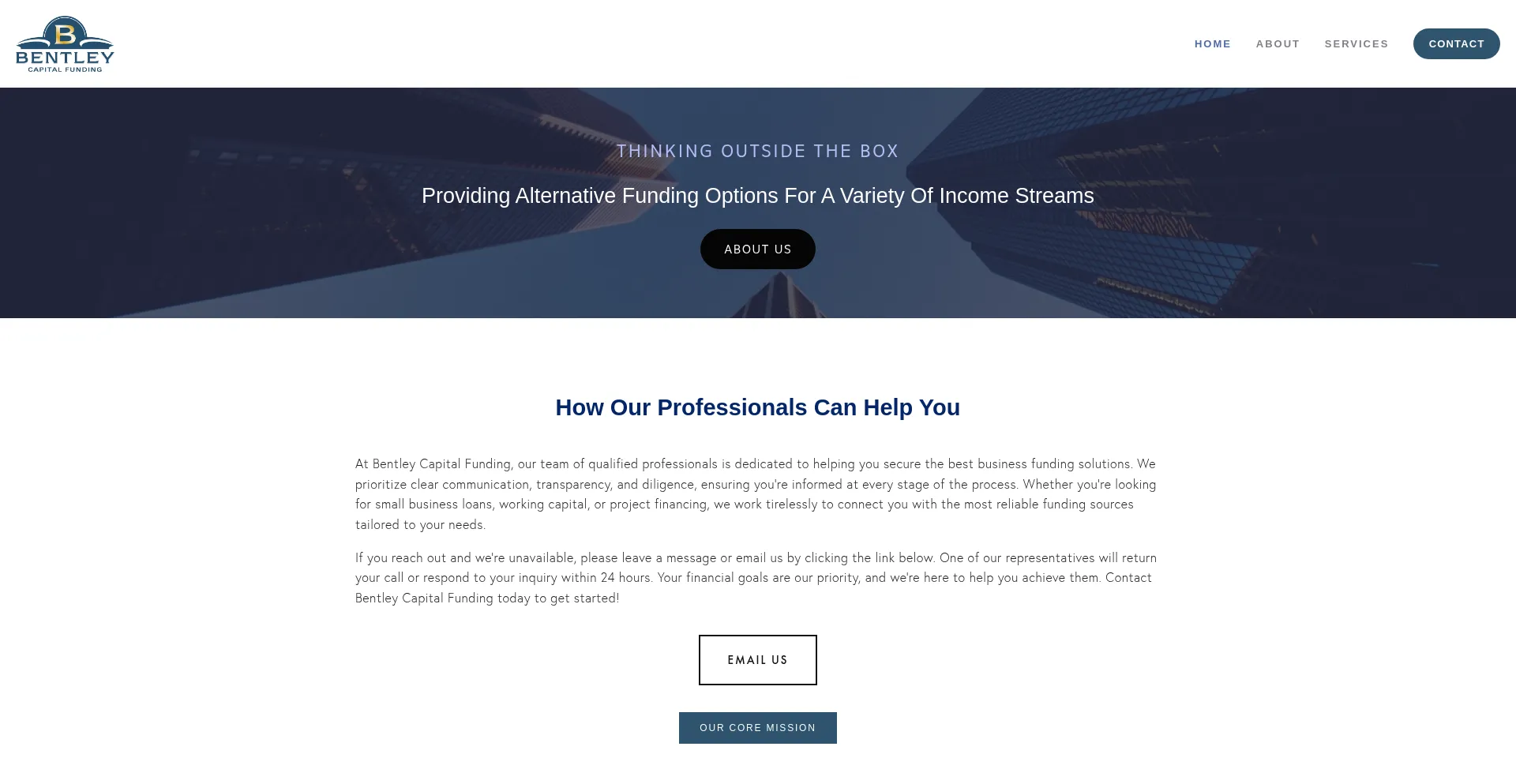 Website screenshot of Bentleycapitalfunding.com