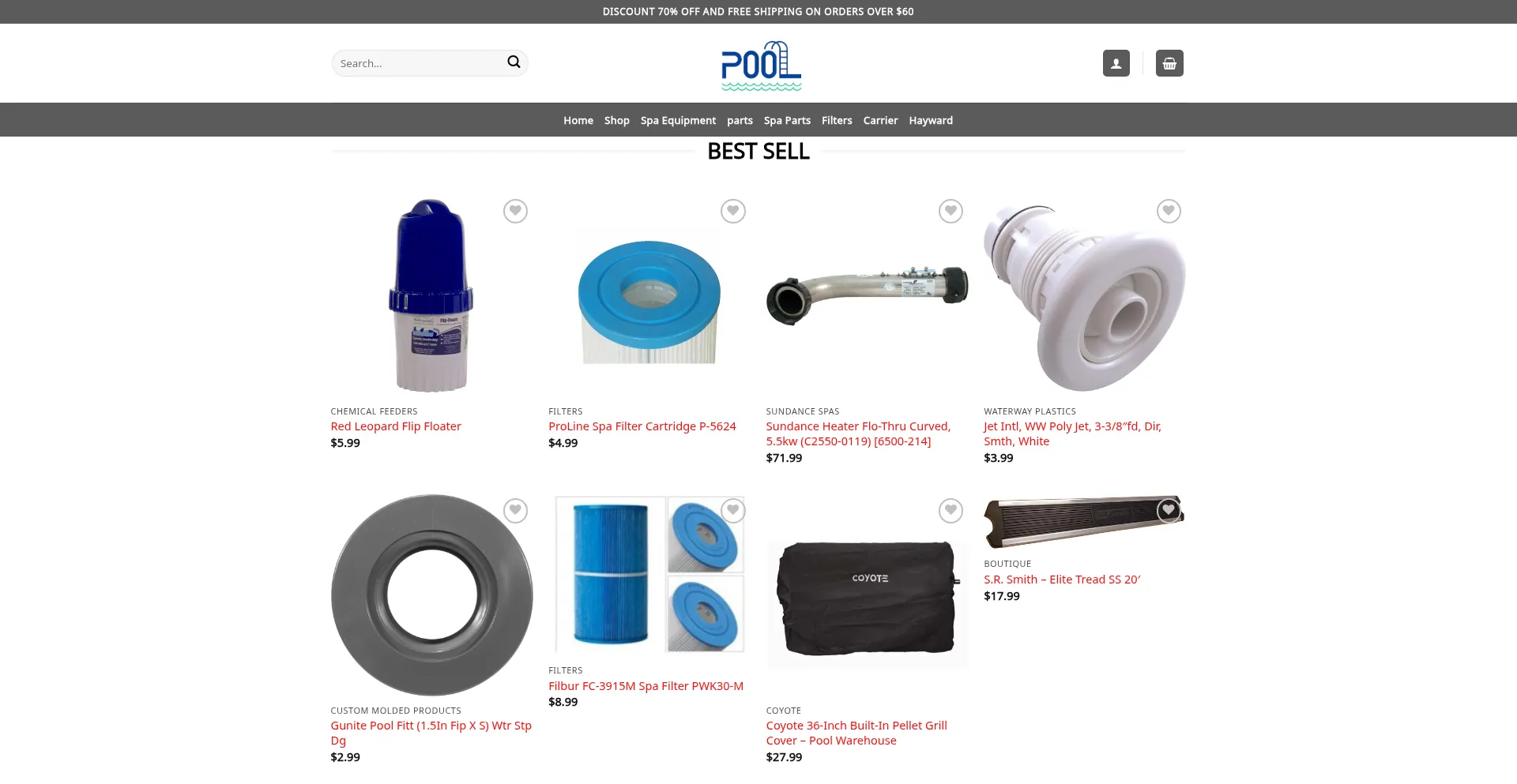 Website screenshot of Best-pool-equipment.com