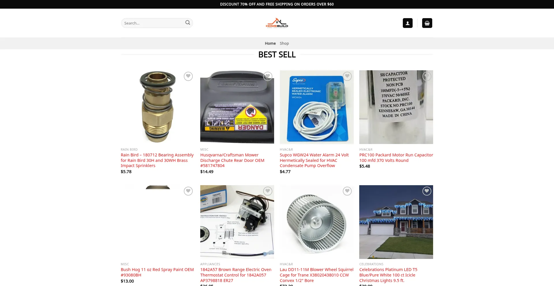 Website screenshot of Bestbuildstore.com