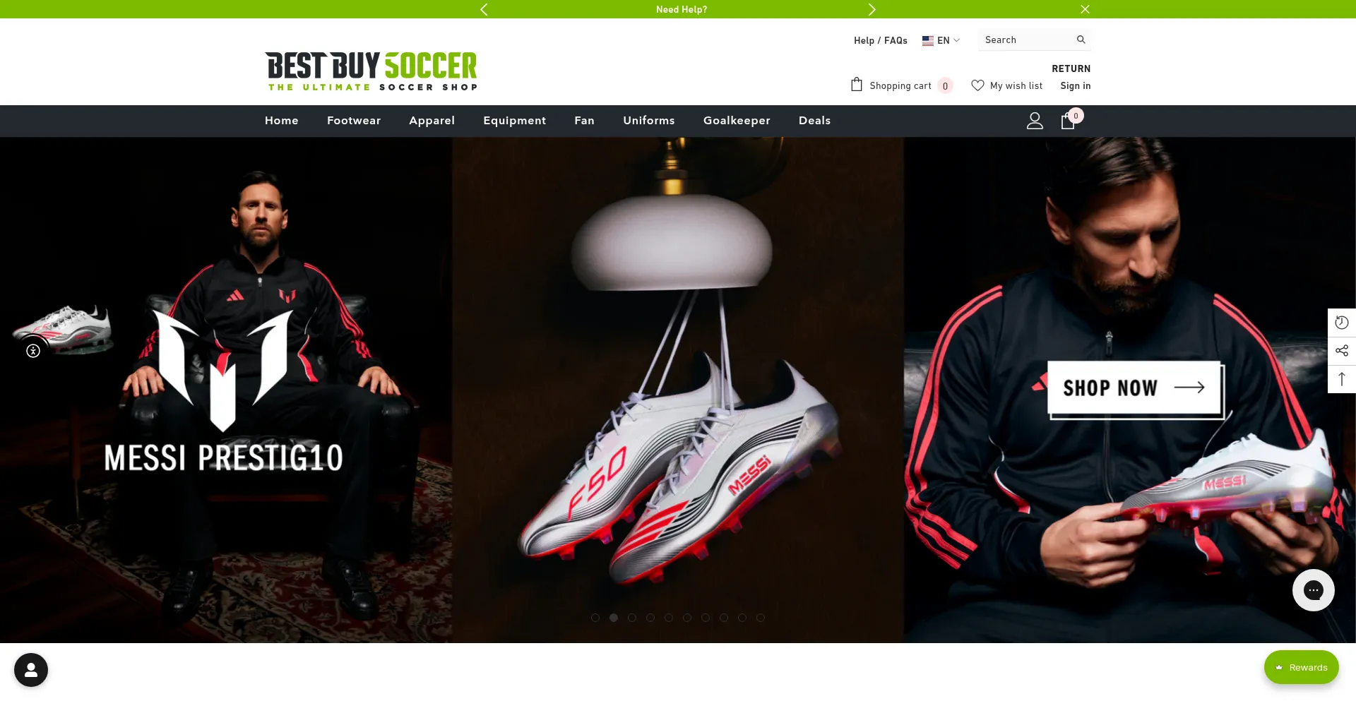 Website screenshot of Bestbuysoccer.com