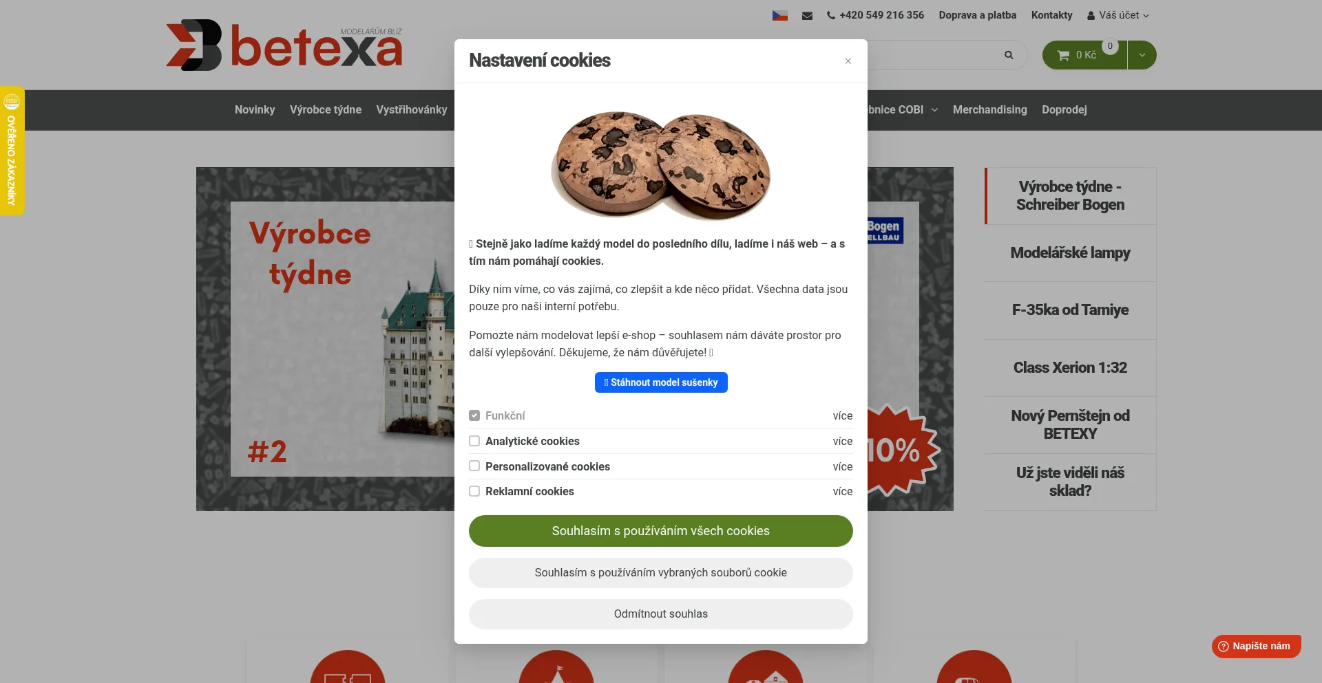 Website screenshot of Betexa.cz