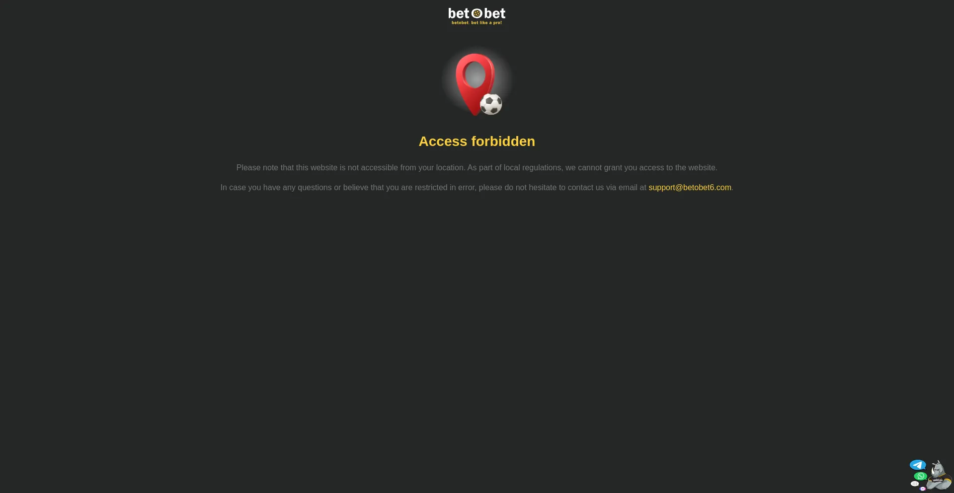 Website screenshot of Betobet6.com
