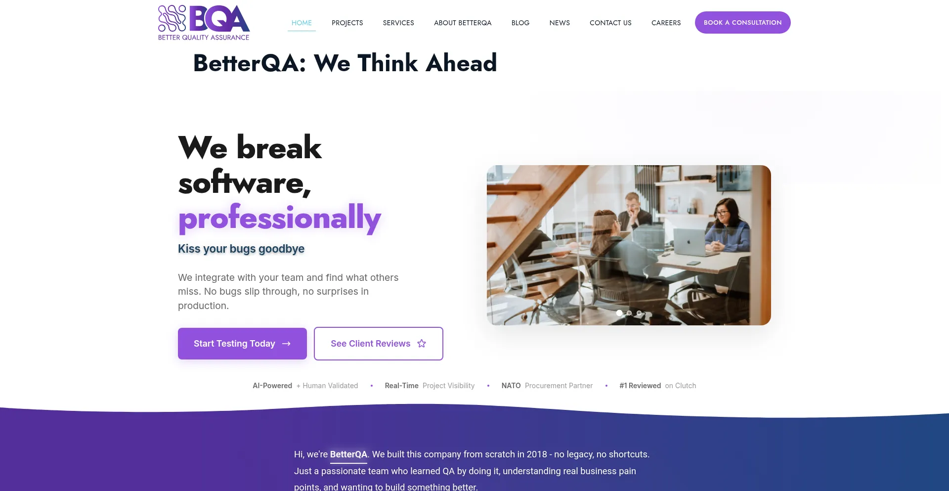 Website screenshot of Betterqa.co