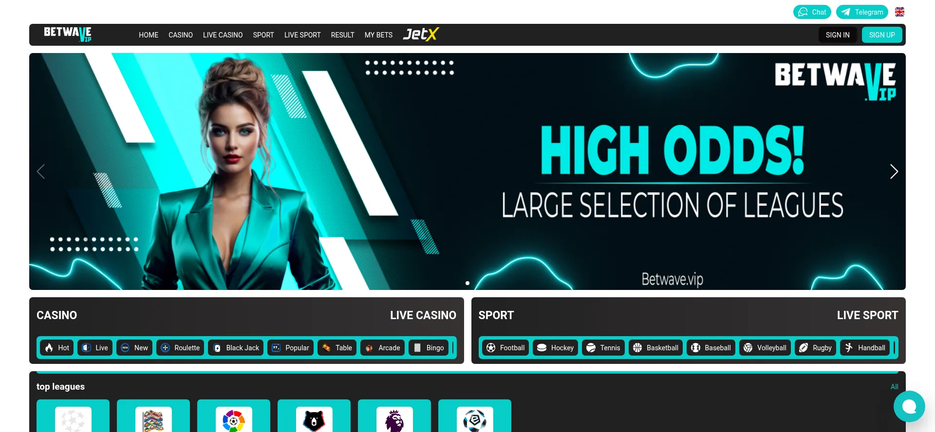 Website screenshot of Betwave.vip