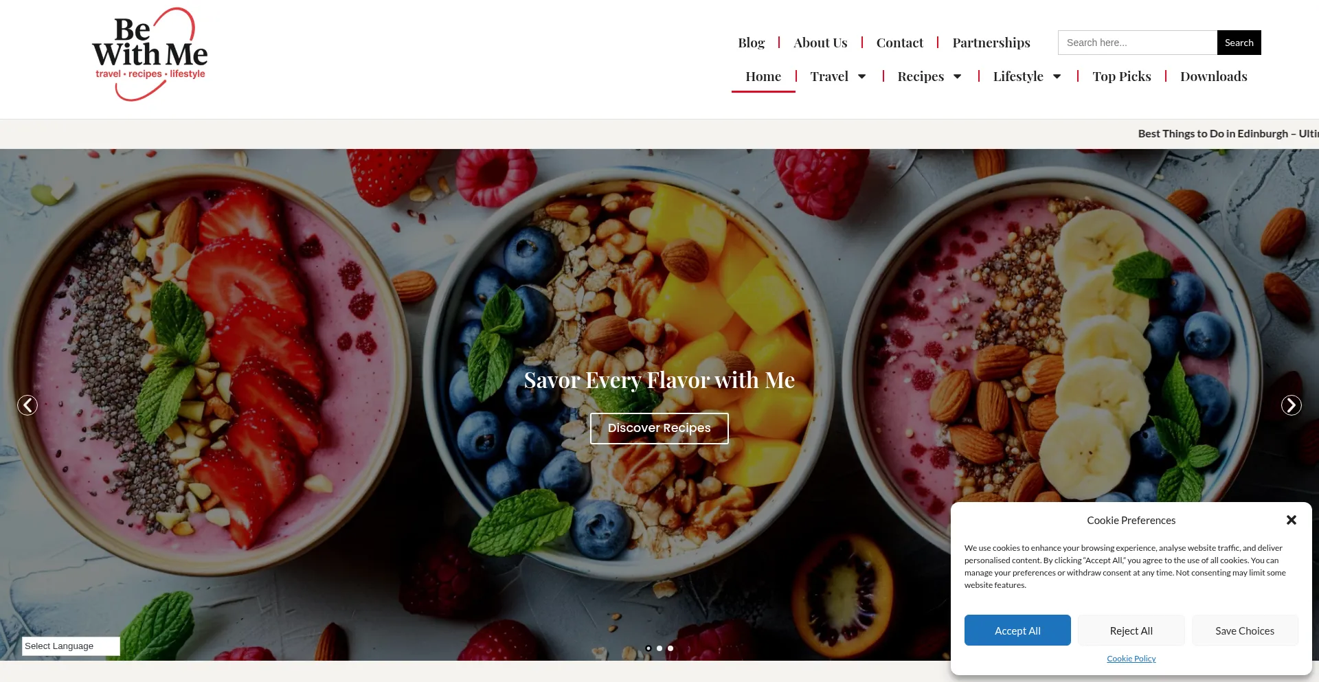 Website screenshot of Bewithmeblog.com