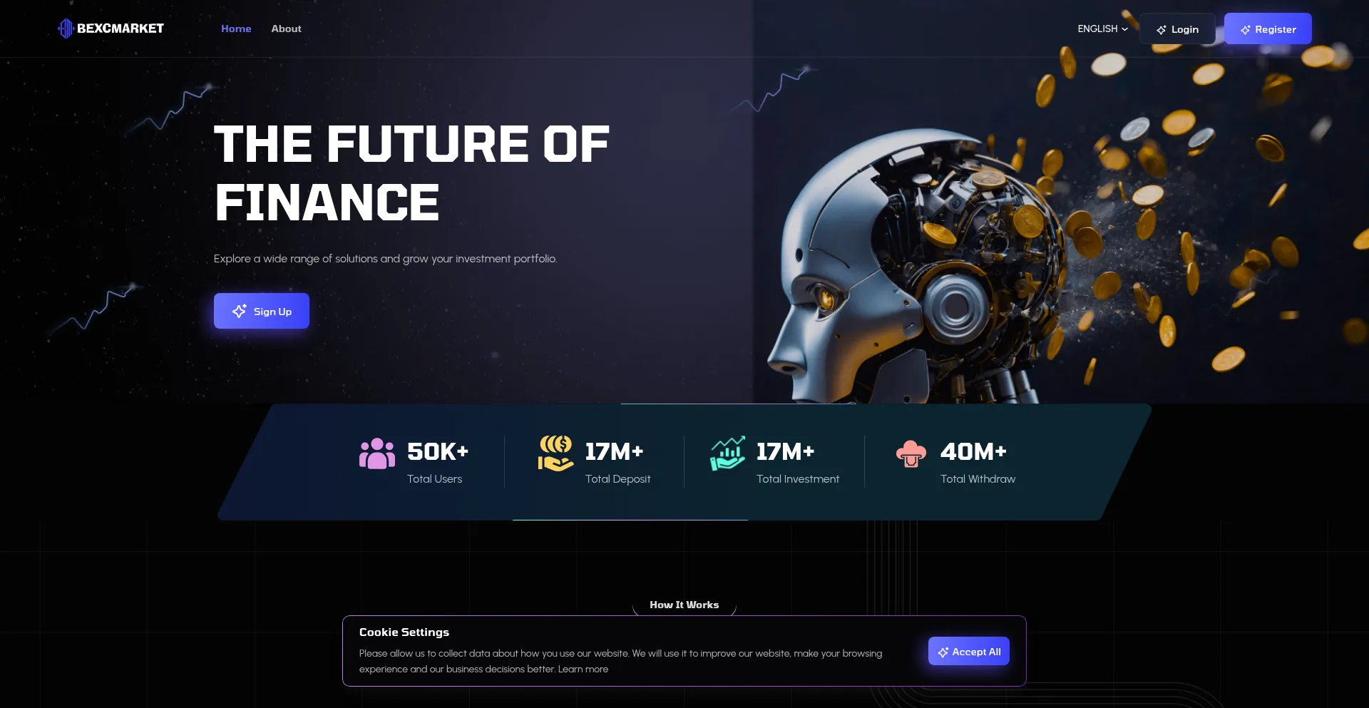 Website screenshot of Bexcmarket.com.crptominer.com