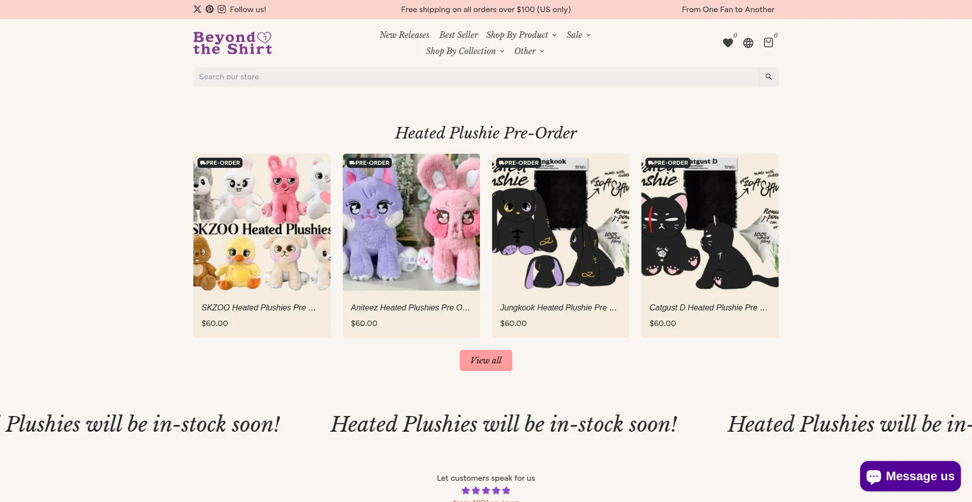 Website screenshot of Beyondtheshirtshop.com