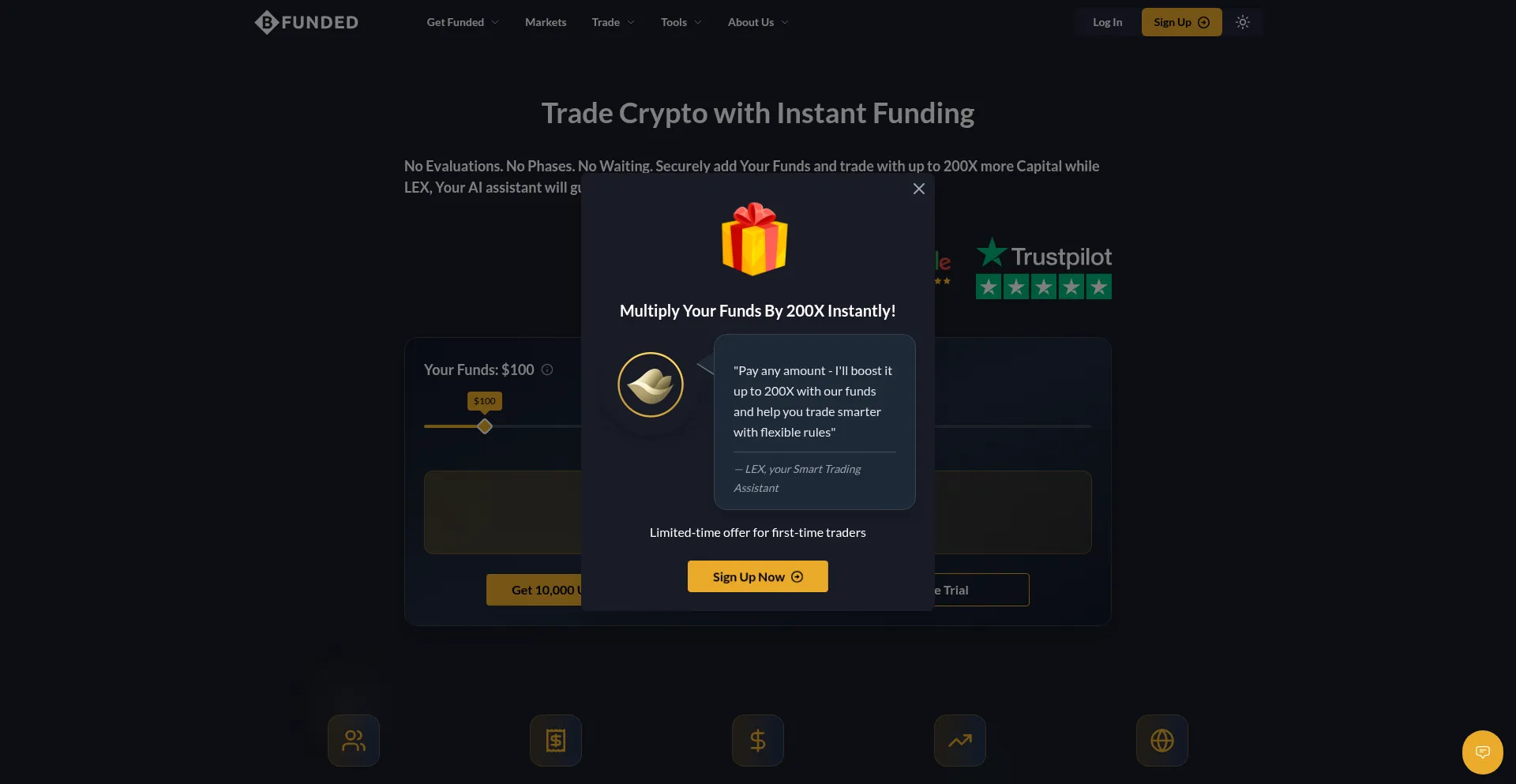 Website screenshot of Bfunded.com