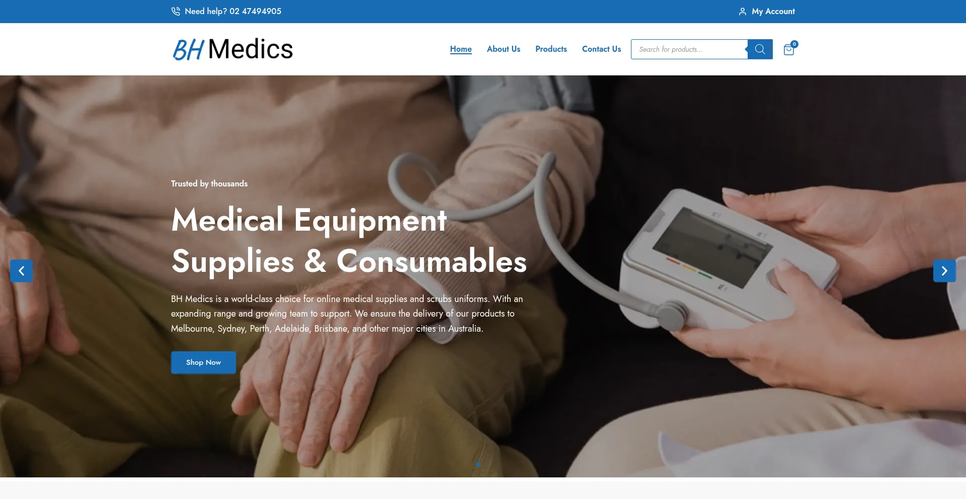 Website screenshot of Bhmedics.com.au