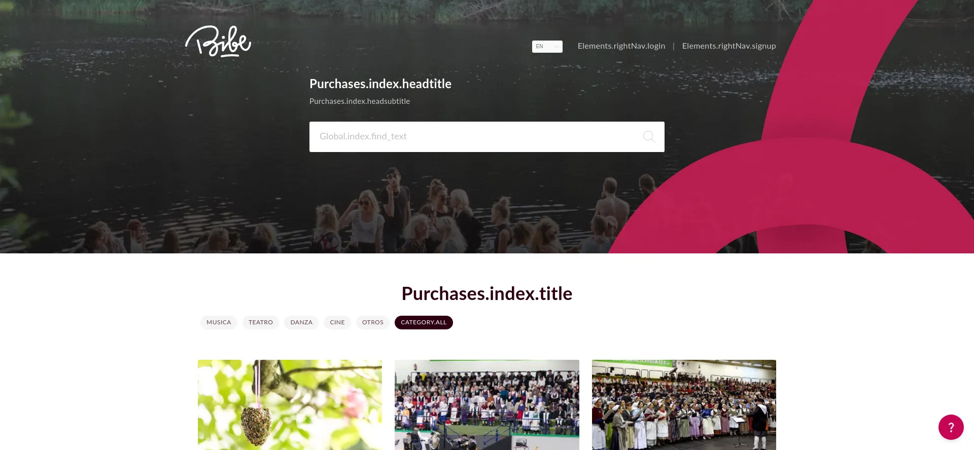 Website screenshot of Bibe.me