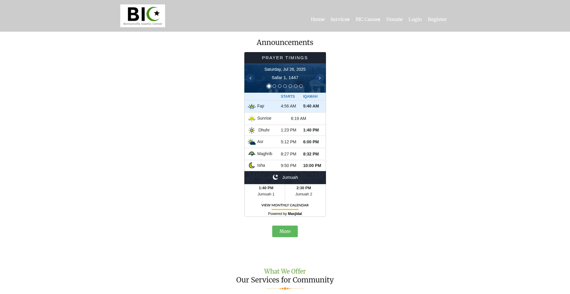 Website screenshot of Bic-ar.org