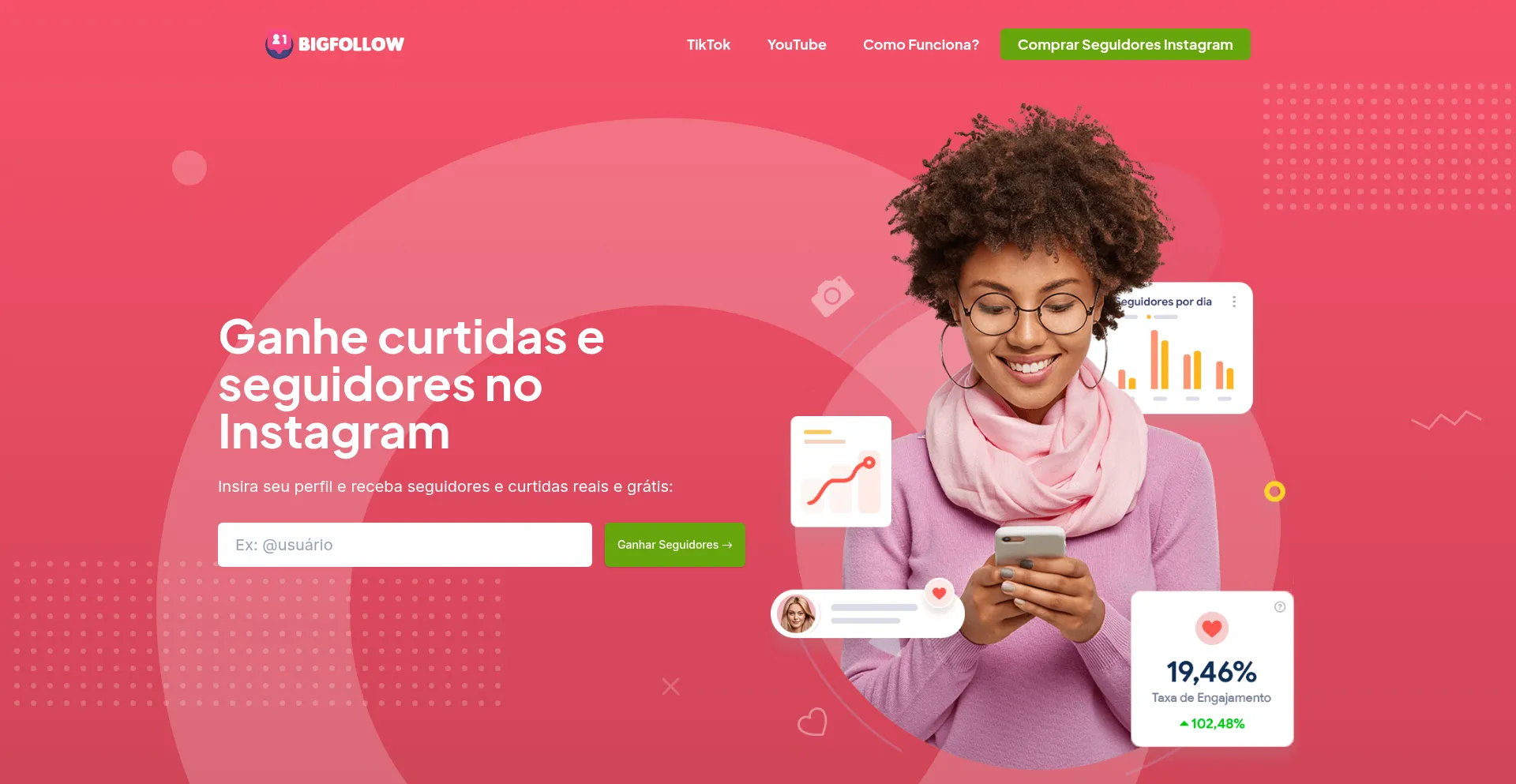 Website screenshot of Bigfollow.net