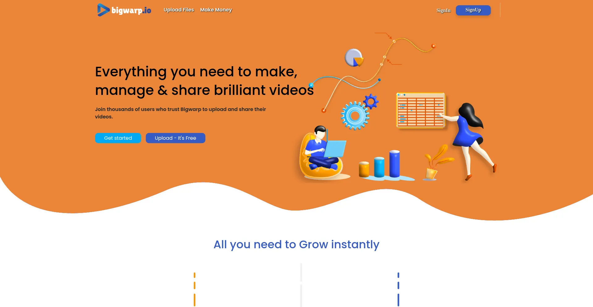 Website screenshot of Bigwarp.io