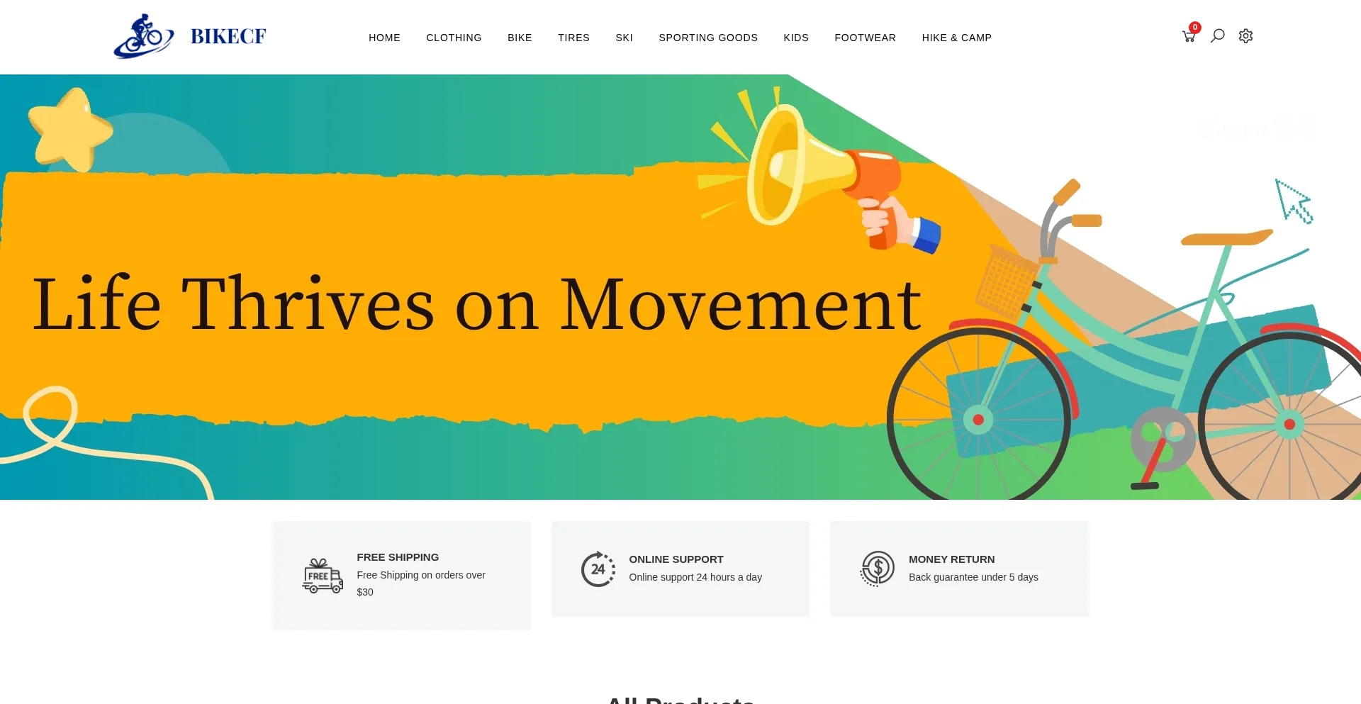 Website screenshot of Bikecf.com