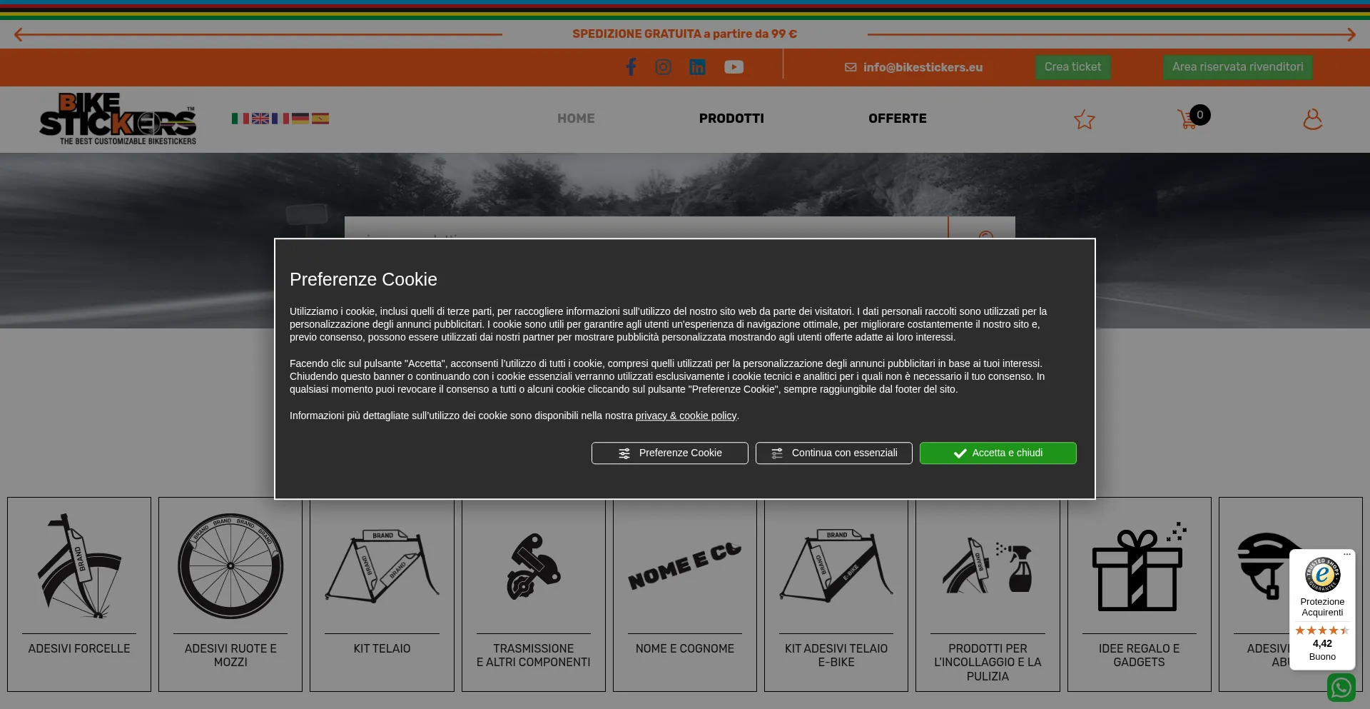Website screenshot of Bikestickers.eu